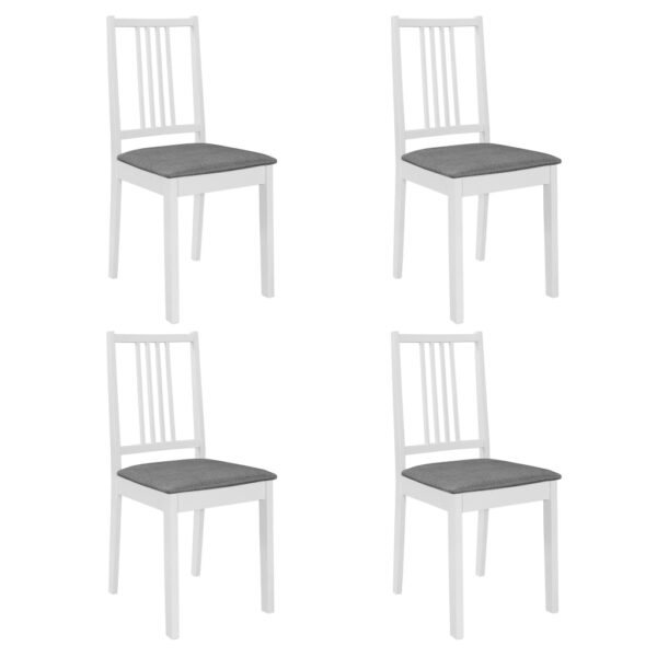 Provira Eetkamerstoelen met kussens 4 st massief hout wit