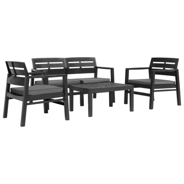 Provira 4-delige Loungeset kunststof antraciet
