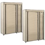 Provira Kledingkasten opvouwbaar 2 st 110x45x175 cm stof crème