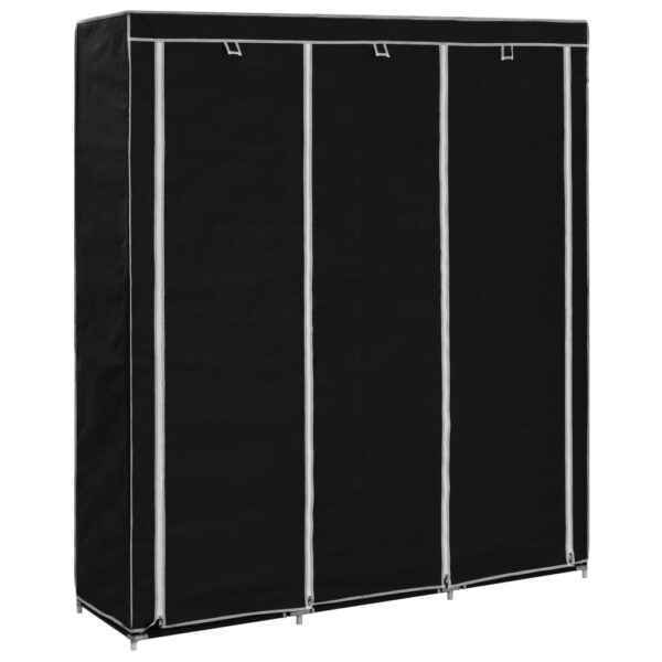 Provira Kledingkast met vakken en stangen 150x45x175 cm stof zwart