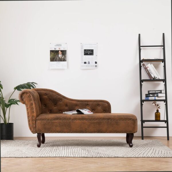 Provira Chaise longue kunstsuède bruin