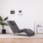 Provira Massage chaise longue met kussen kunstleer grijs
