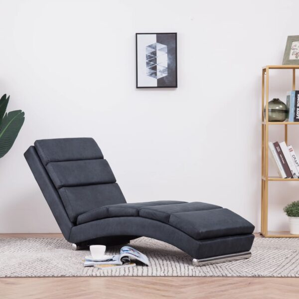 Provira Chaise longue kunstsuède grijs