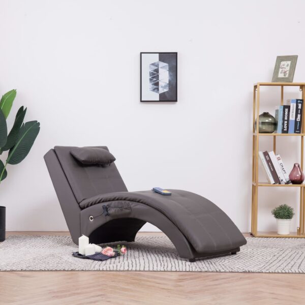 Provira Massage chaise longue met kussen kunstleer grijs