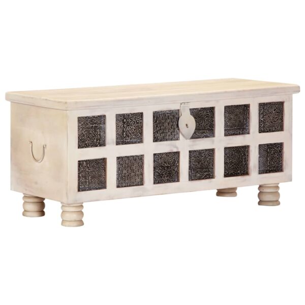 Provira Opbergkist 110x40x45 cm massief acaciahout wit