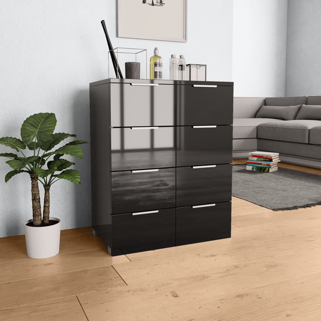 8719883592534_m_en_hd_1 Provira Dressoir 60x35x80 cm bewerkt hout hoogglans zwart - Image 1