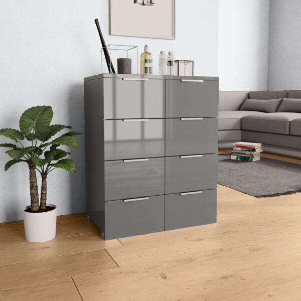 Provira Dressoir 60x35x80 cm bewerkt hout hoogglans grijs