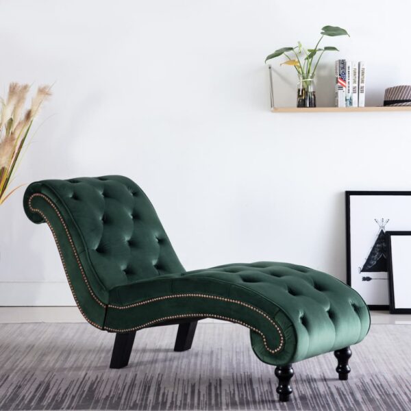 Provira Chaise longue fluweel groen