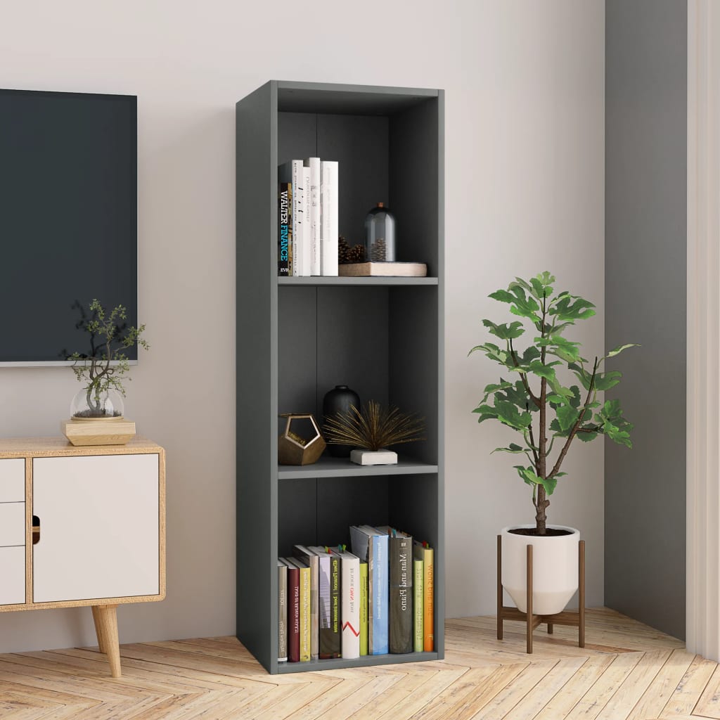 8719883672984_m_en_hd_1 Provira Boekenkast/tv-meubel 36x30x114 cm bewerkt hout grijs - Image 1