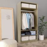 Provira Kledingkast 100x50x200 cm bewerkt hout sonoma eikenkleurig