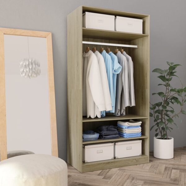 Provira Kledingkast 100x50x200 cm bewerkt hout sonoma eikenkleurig