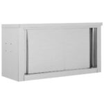 Provira Keukenwandkast met schuifdeuren 90x40x50 cm roestvrij staal
