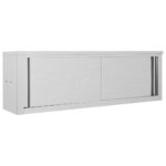 Provira Keukenwandkast met schuifdeuren 150x40x50 cm roestvrij staal