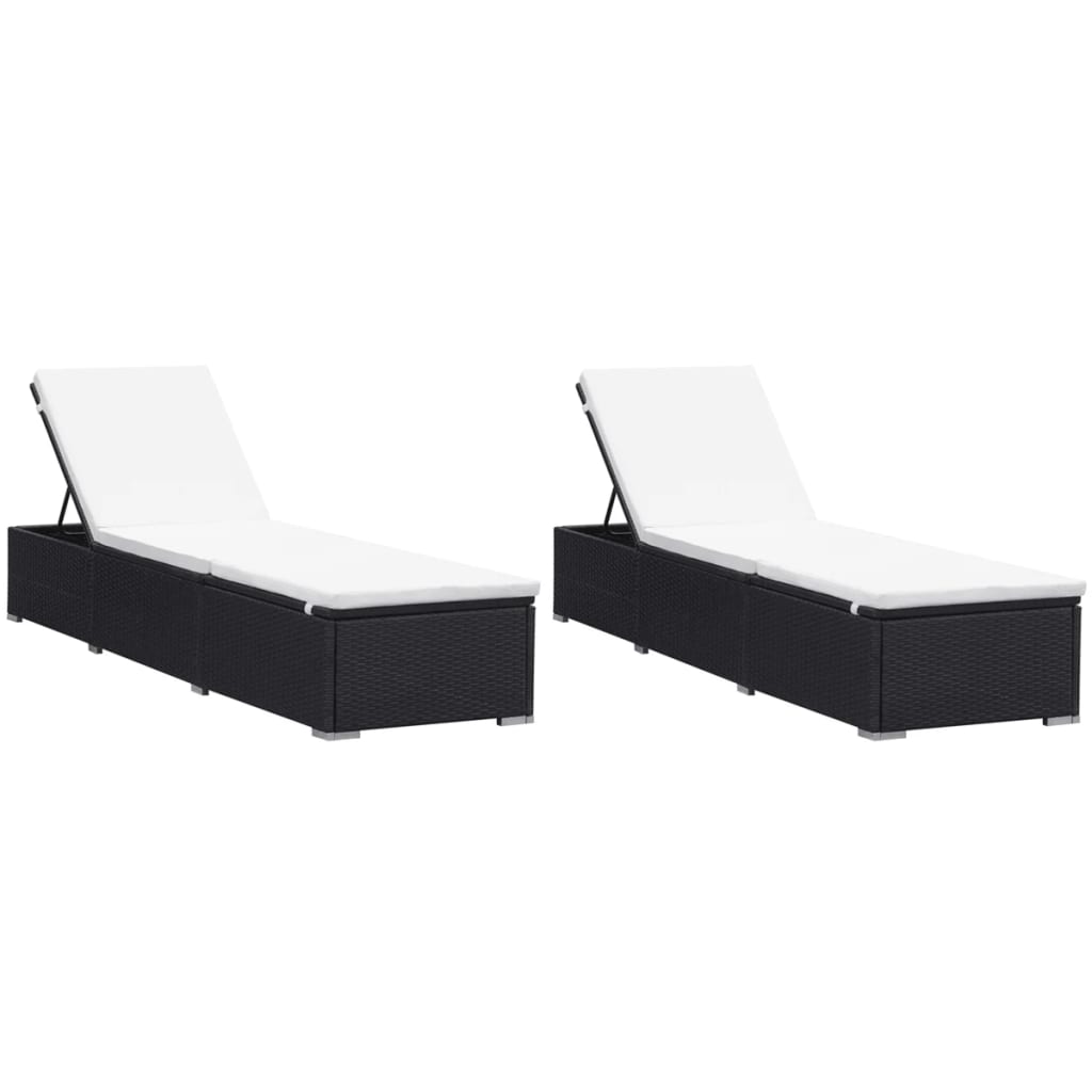 8719883695488_a_en_hd_1 Provira Ligbedden met kussens 2 st poly rattan zwart - Image 1