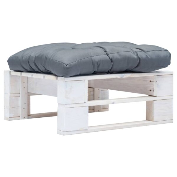 Provira Tuinpoef met grijs kussen pallet hout wit
