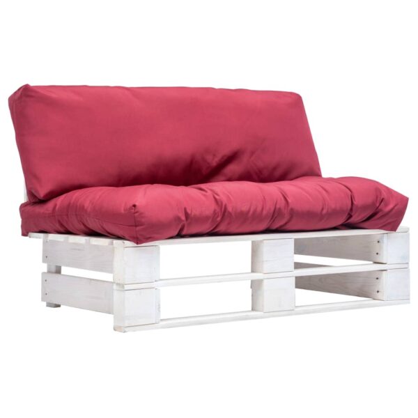 Provira Tuinbank pallet met rode kussens grenenhout