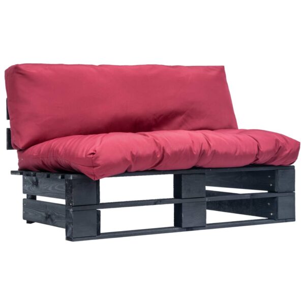 Provira Tuinbank met rode kussens pallet grenenhout