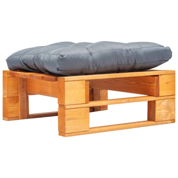 Provira Tuinpoef met grijs kussen pallet hout honingbruin