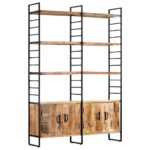 Provira Boekenkast met 4 schappen 124x30x180 cm ruw mangohout