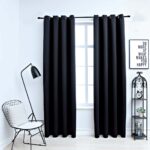 Provira Gordijn verduisterend met metalen ringen 2 st 140x225 cm zwart