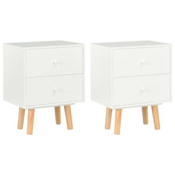 Provira Nachtkastjes 2 st 40x30x50 cm massief grenenhout wit