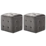 Provira Poef 2 st 30x30x30 cm fluweel grijs