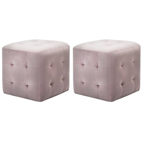 Provira Poef 2 st 30x30x30 cm fluweel roze