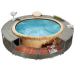 Provira Hottub-ombouw poly rattan grijs