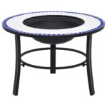 Provira Vuurschaal mozaïek 68 cm keramiek blauw en wit