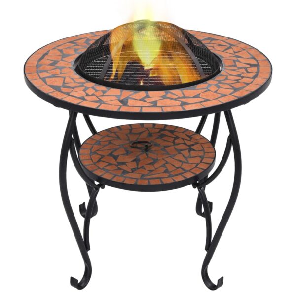 Provira Vuurtafel mozaïek 68 cm keramiek terracottakleurig