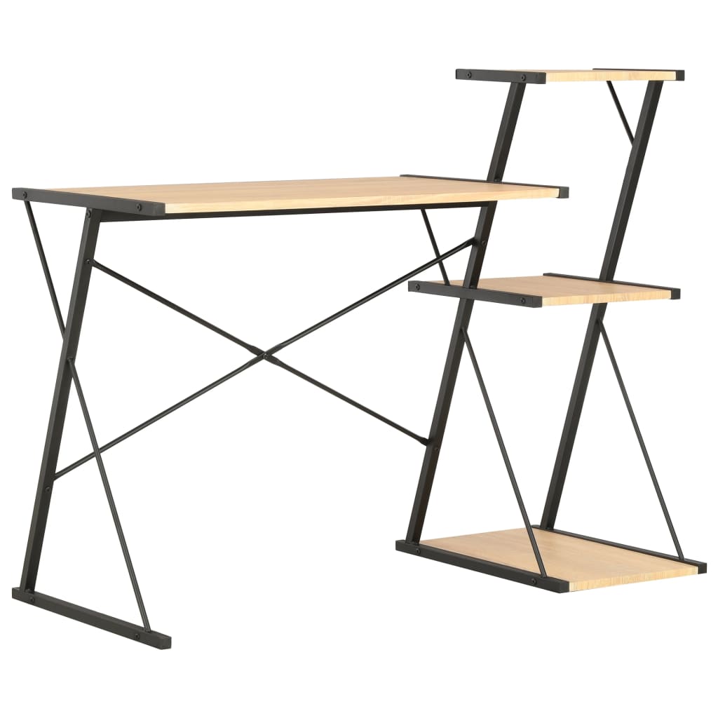 8719883734392_a_en_hd_1 Provira Bureau met schap 116x50x93 cm zwart en eikenkleurig - Image 1