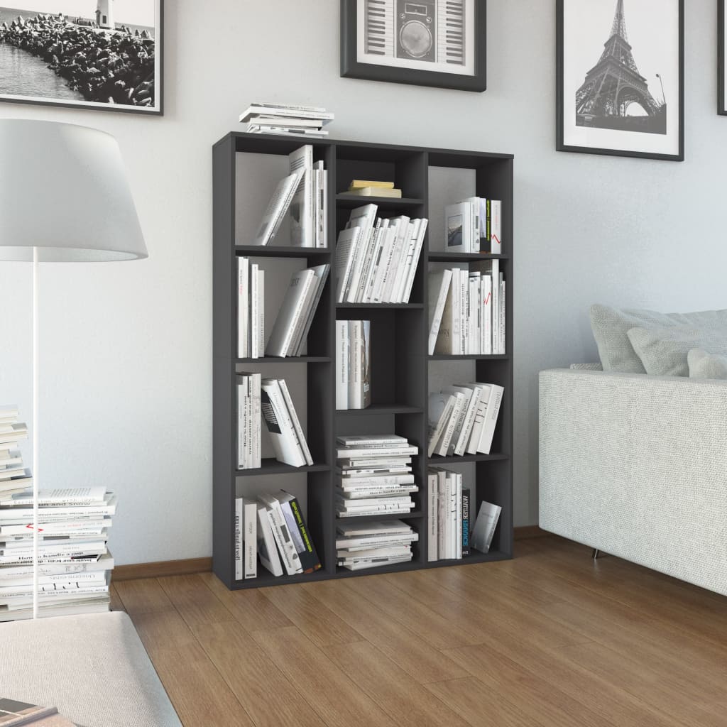 8719883738468_m_en_hd_1 Provira Kamerscherm/boekenkast 100x24x140 cm spaanplaat hoogglans grijs - Image 1