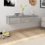 Provira Wandschap met lades 88x26x18,5 cm bewerkt hout betongrijs
