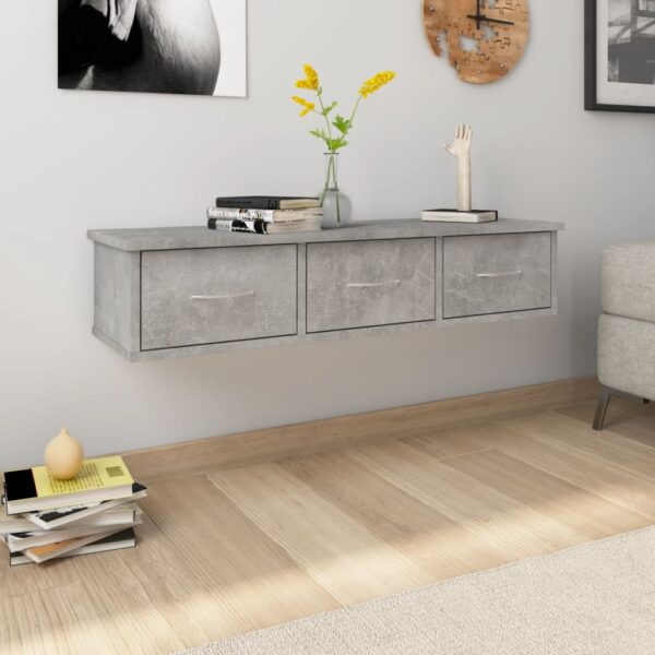 Provira Wandschap met lades 88x26x18,5 cm bewerkt hout betongrijs