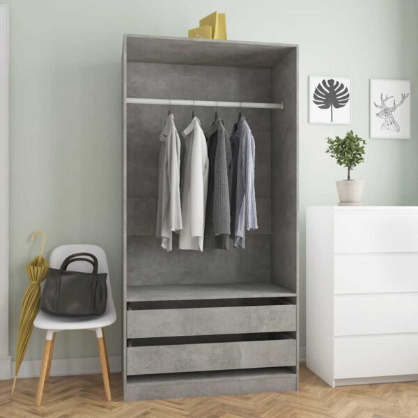 Provira Kledingkast 100x50x200 cm bewerkt hout betongrijs