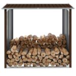 Provira Haardhoutschuur 172x91x154 cm gegalvaniseerd staal bruin