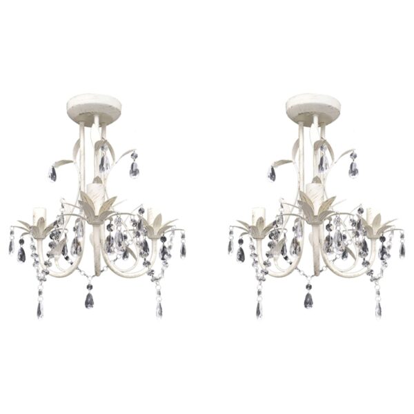 Provira Kroonluchters kristal 2 st elegant wit
