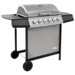 Provira Gasbarbecue met 6 branders zwart en zilverkleurig