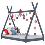 Provira Kinderbedframe massief grenenhout grijs 70x140 cm