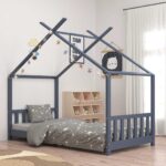 Provira Kinderbedframe massief grenenhout grijs 70x140 cm