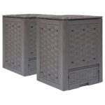 Provira Compostbakken 2 st 600 L 60x60x83 cm kunststof rattan bruin
