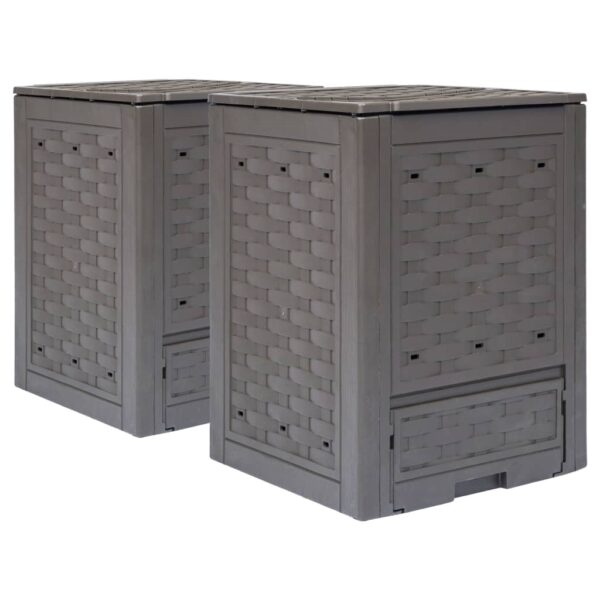 Provira Compostbakken 2 st 600 L 60x60x83 cm kunststof rattan bruin
