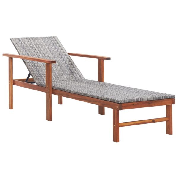 Provira Ligbed poly rattan en massief acaciahout grijs