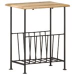 Provira Tijdschriftenrek 40x30x50 cm massief mangohout en staal