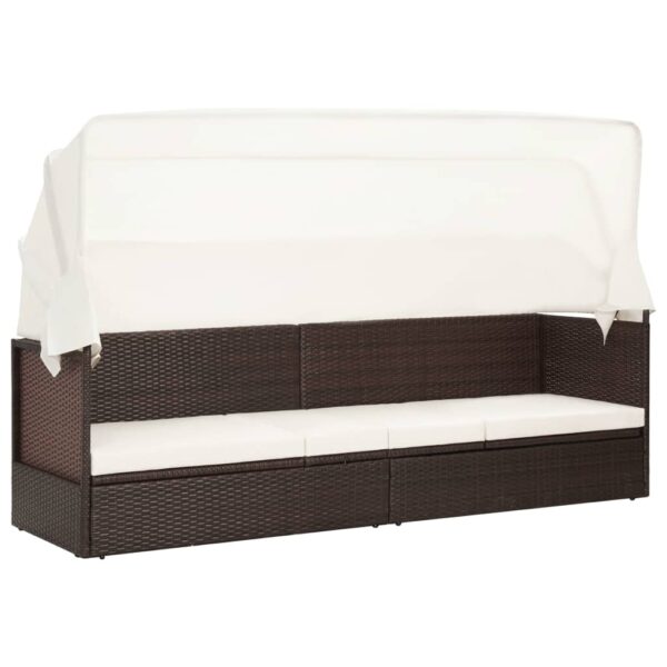 Provira Tuinbank met luifel poly rattan bruin