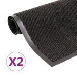 Provira Droogloopmatten 2 st rechthoekig getuft 60x90 cm zwart