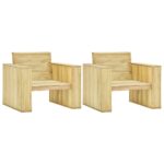 Provira Tuinstoelen 2 st 89x76x76 cm geïmpregneerd grenenhout