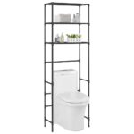 Provira Opbergrek voor boven toilet 3-laags 53x28x169 cm zwart