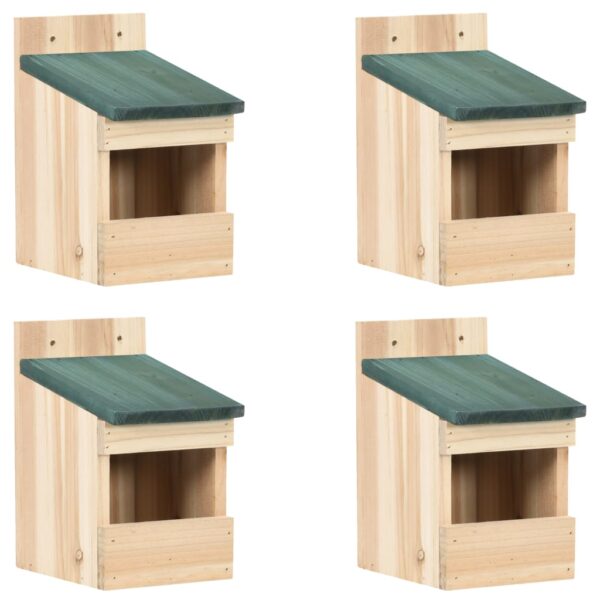 Provira Vogelhuisjes 4 st 12x16x20 cm vurenhout