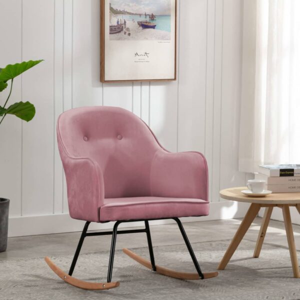 Provira Schommelstoel fluweel roze